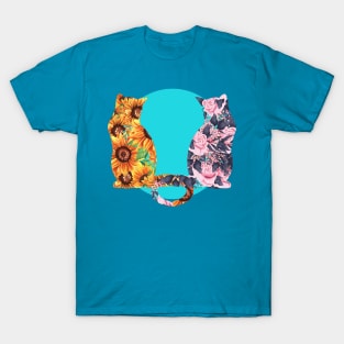 Flower Cats Sunflowers and Roses T-Shirt